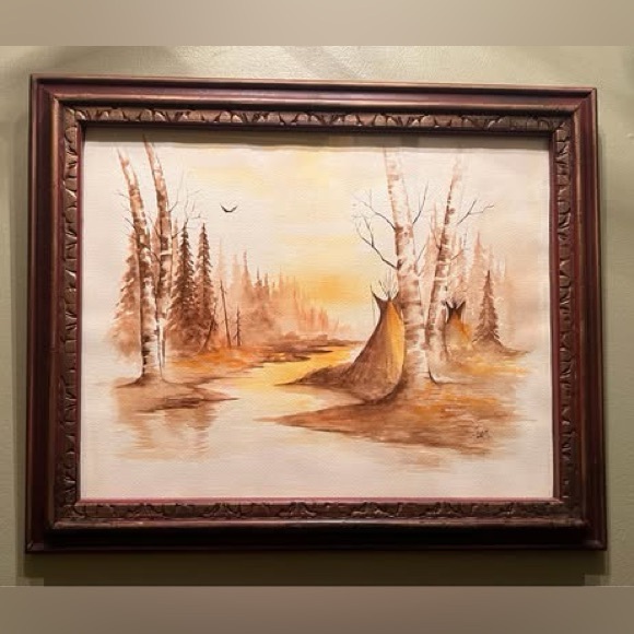 Vintage Other - Vintage Native American watercolor painting